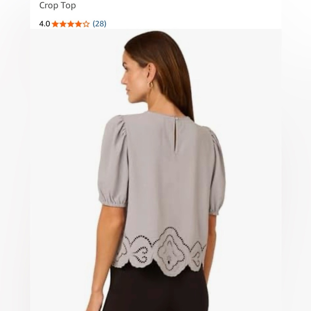 Adrianna Papell Womens Airflow Eyelet Embroidered Woven Crop Top - Picture 2 of 11